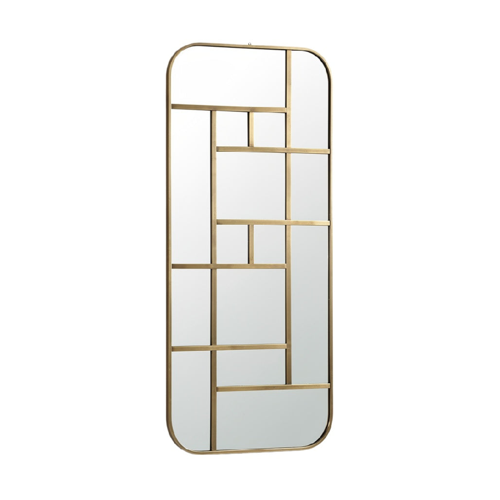 Modern Geometric Wall Mirror with Gold Frame